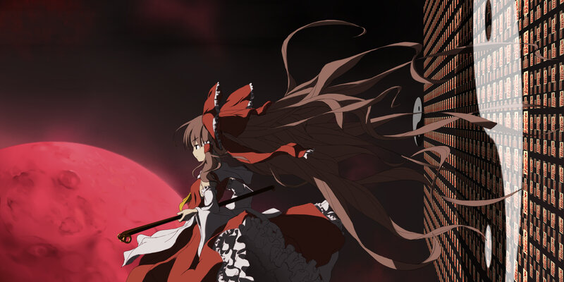 Anime girl with red moon