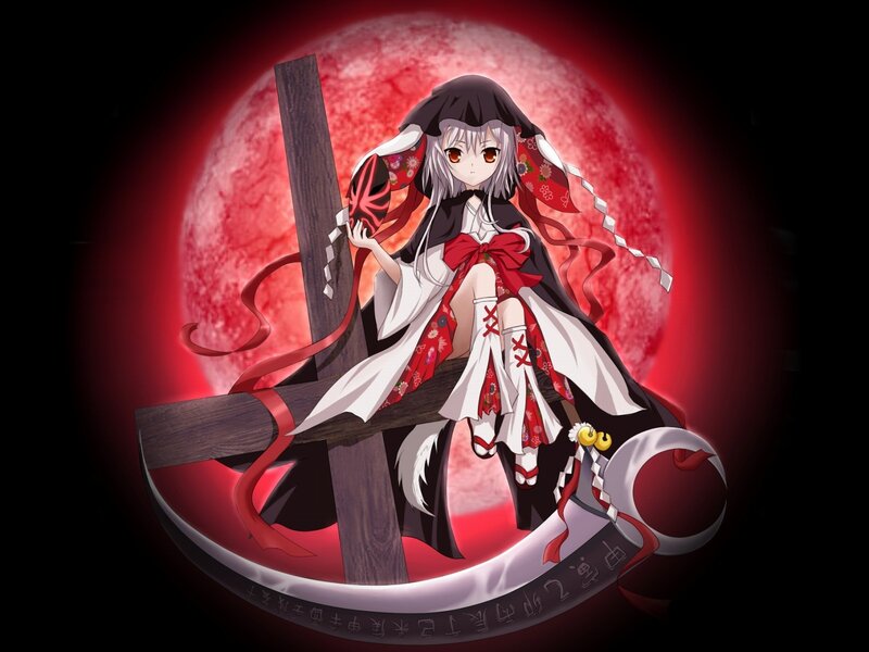 Anime girl with red moon