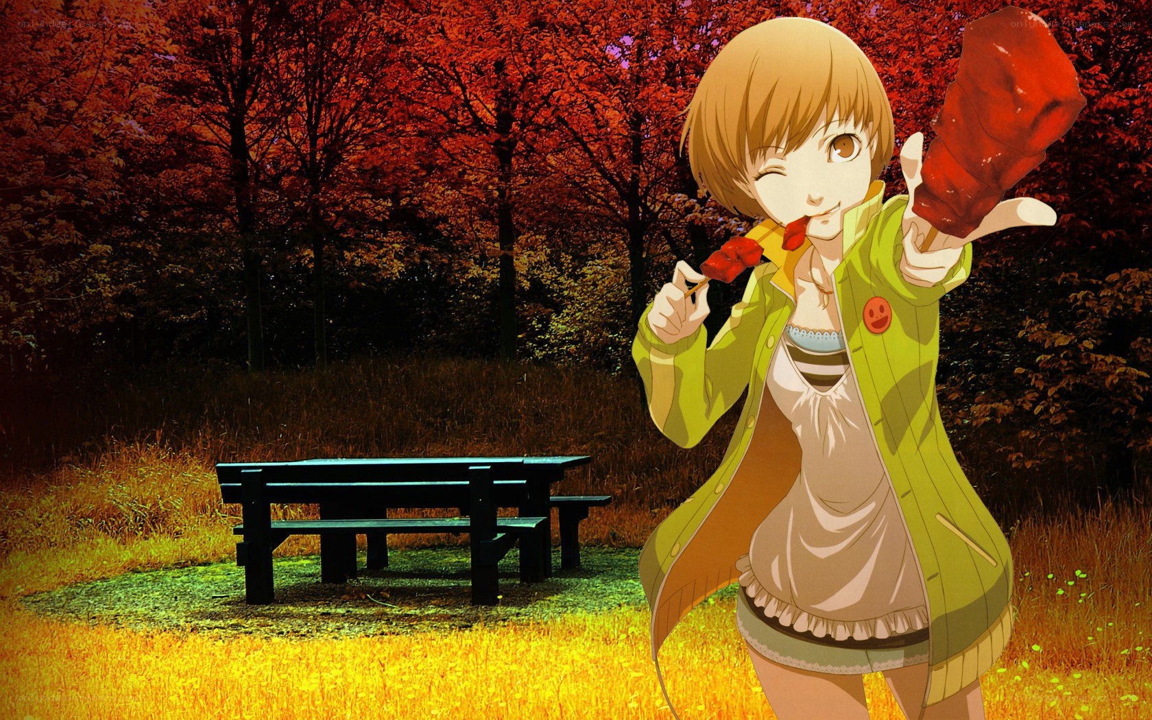 Anime girl with red object