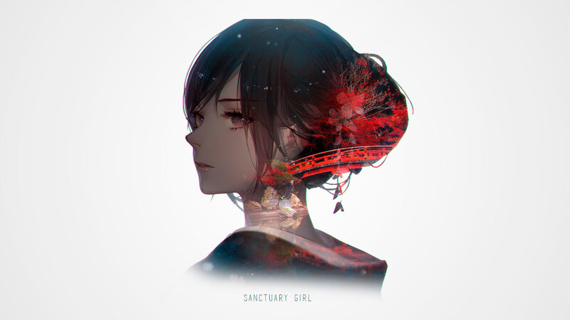 Anime Girl with Red Overlay
