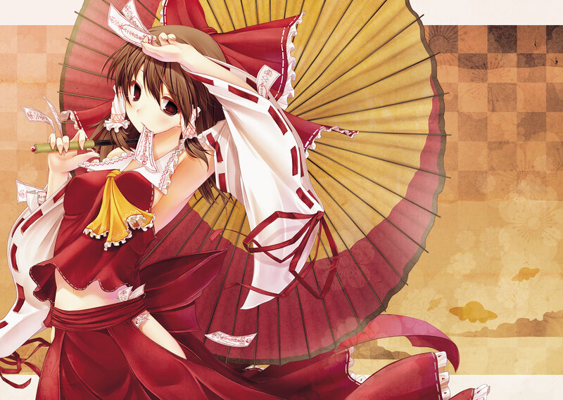 anime girl with red parasol
