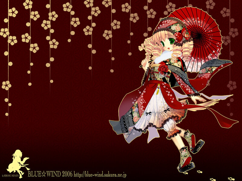 Anime girl with red parasol