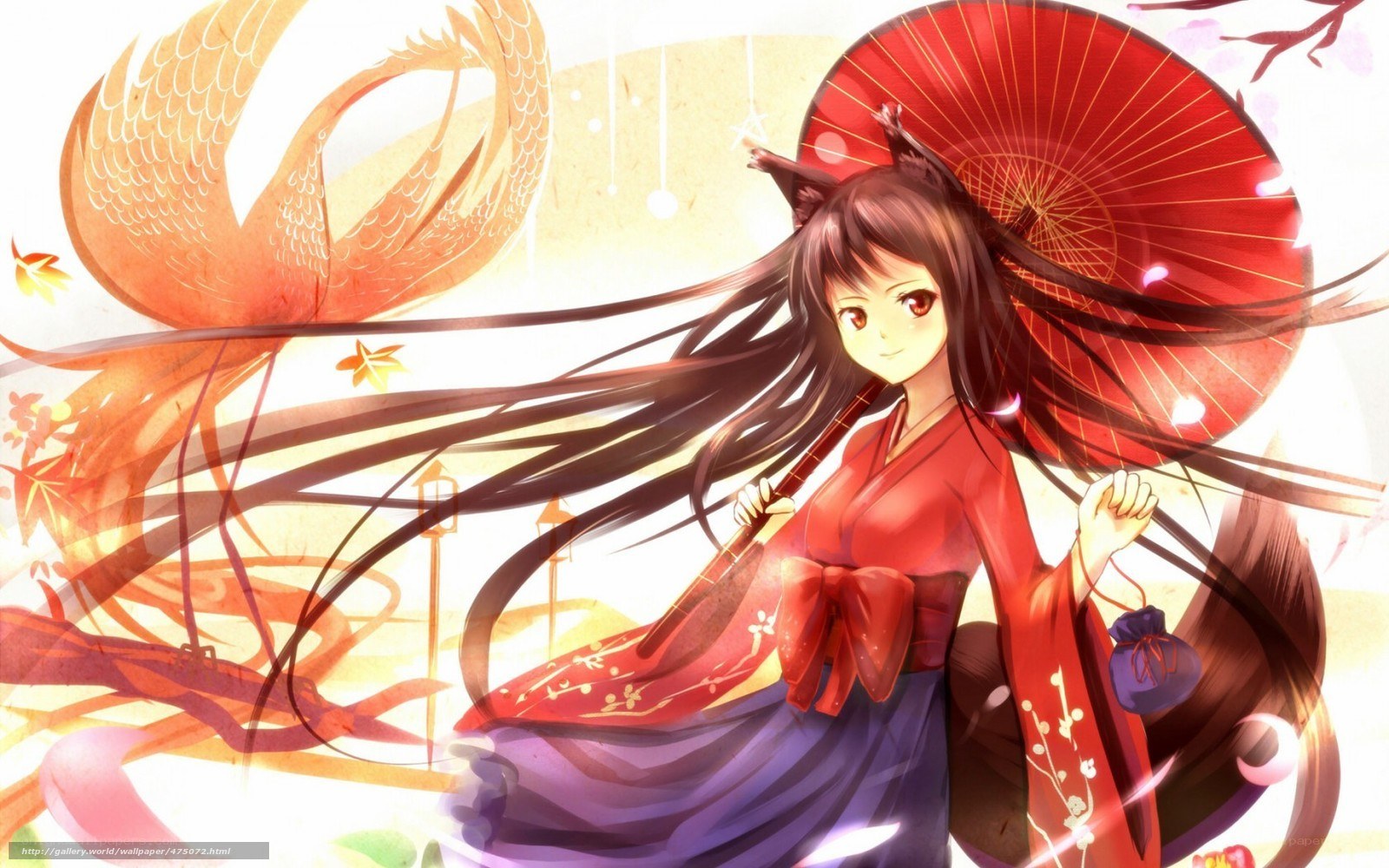 Anime girl with red parasol