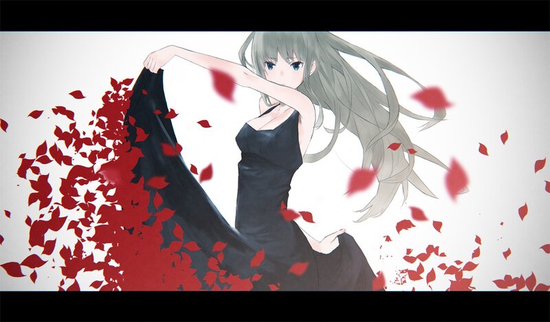 anime girl with red petals