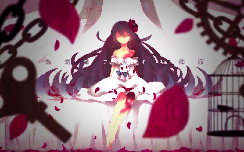 Anime girl with red petals