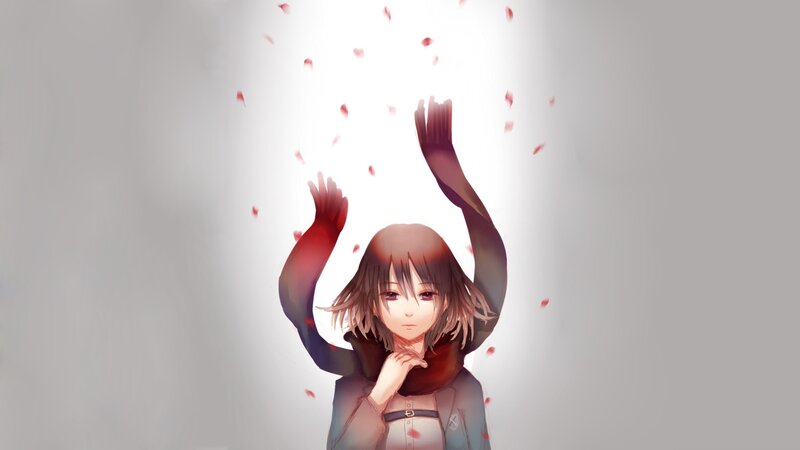 anime girl with red petals