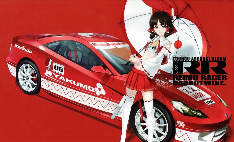 Anime girl with red race car