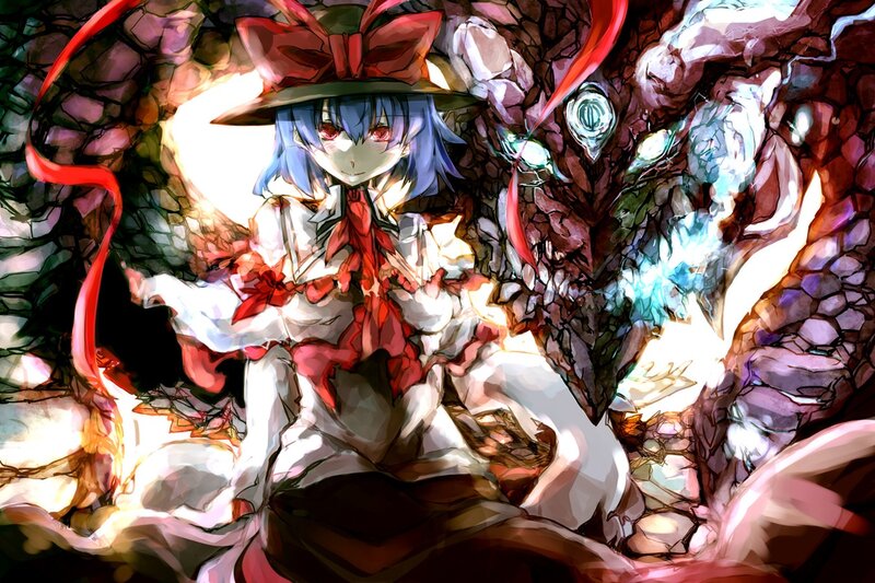 Anime girl with red ribbon