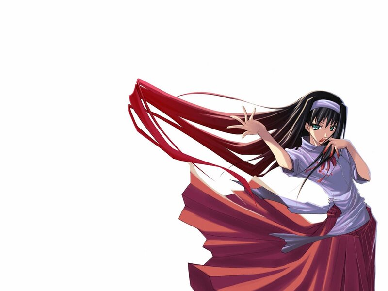 Anime Girl with Red Ribbon — Dramatic, Bloodstain