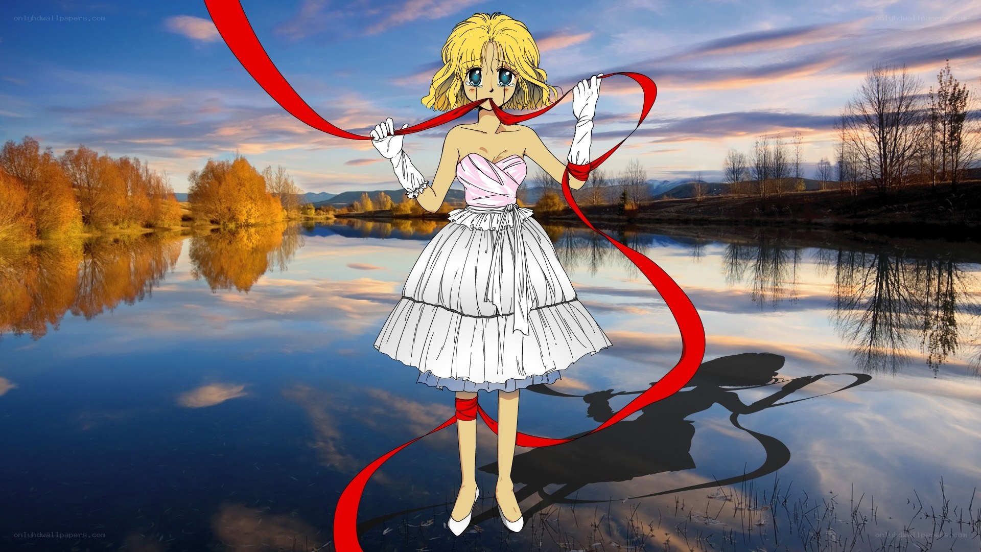 anime girl with red ribbon
