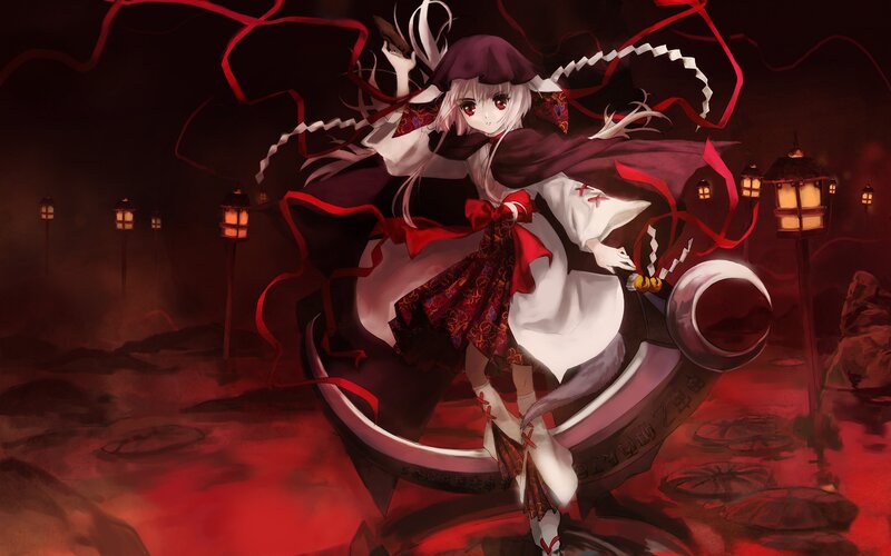 anime girl with red ribbons
