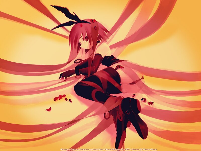 Anime girl with red ribbons