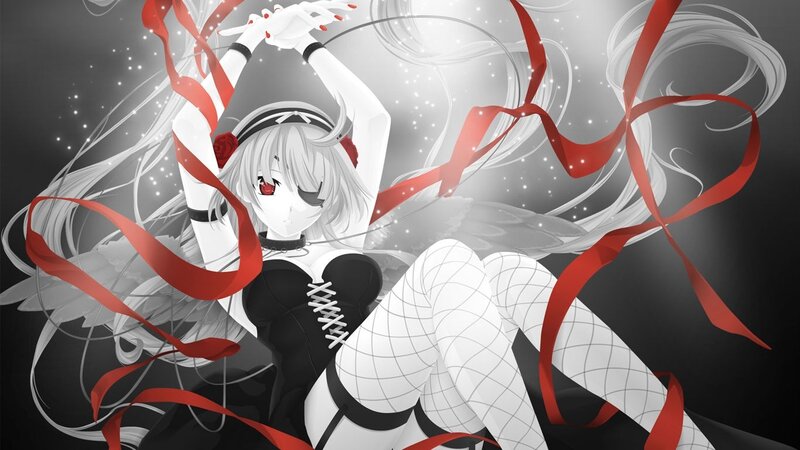 anime girl with red ribbons