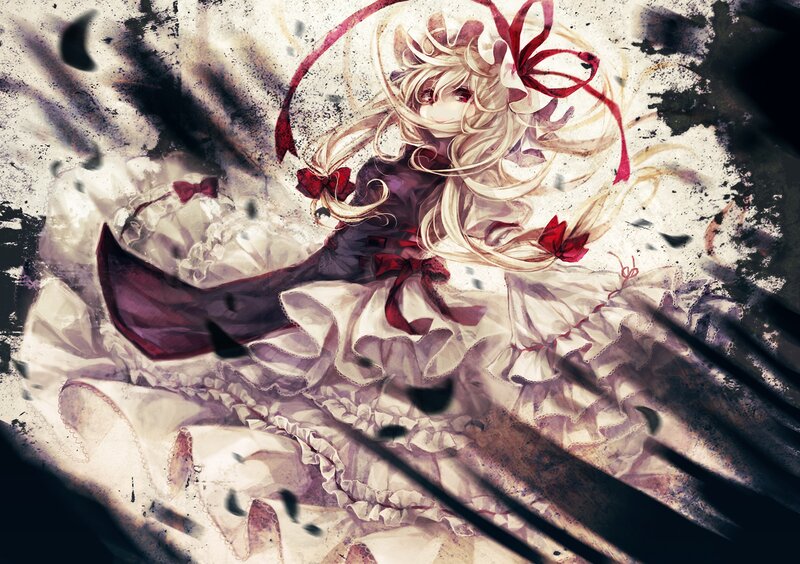 Anime girl with red ribbons