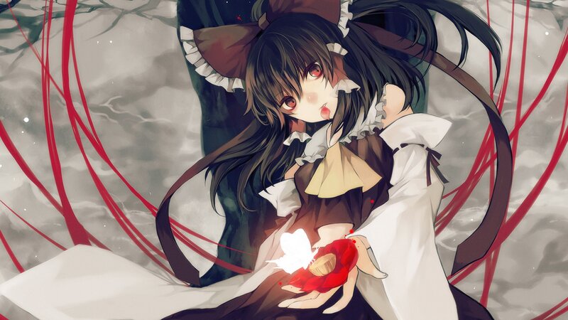 anime girl with red ribbons