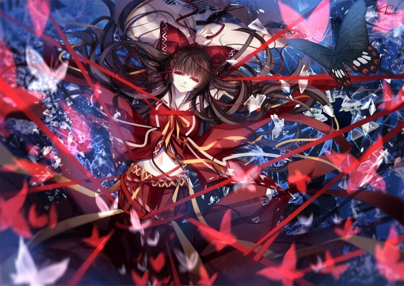 Anime girl with red ribbons