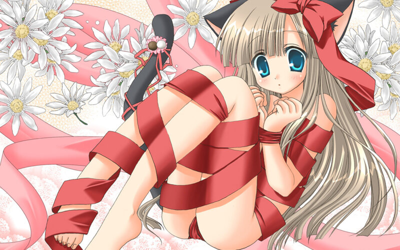 anime girl with red ribbons