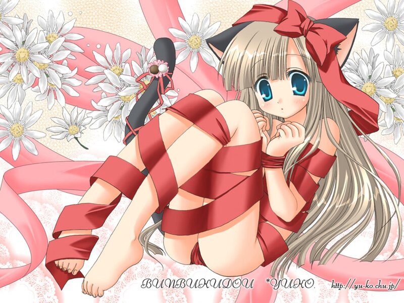 Anime girl with red ribbons