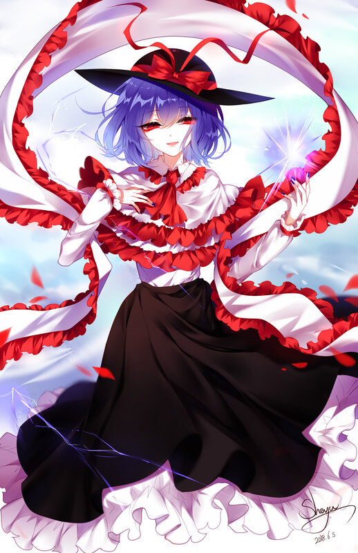 Anime Girl with Red Ribbons — Dramatic, Digital Art