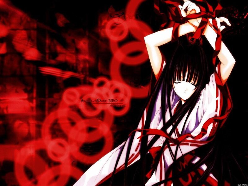 Anime Girl with Red Ribbons — Dramatic, Red Ribbons