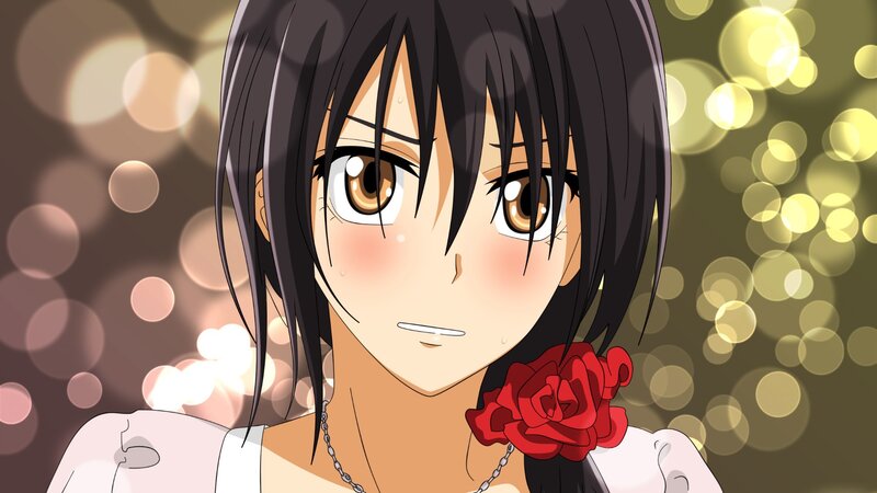 anime girl with red rose