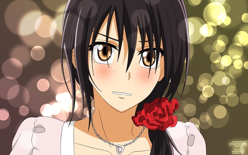 anime girl with red rose
