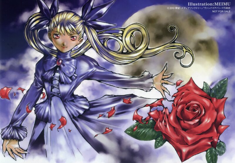 Anime girl with red rose