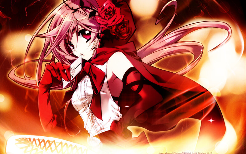 Anime Girl with Red Rose — Dramatic