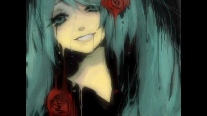 anime girl with red roses