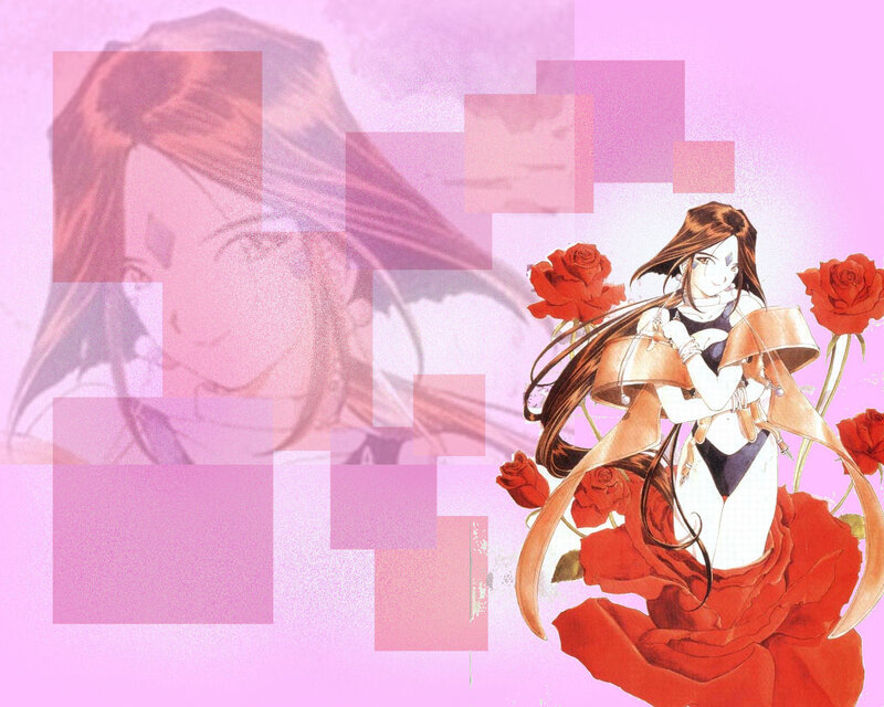 Anime girl with red roses