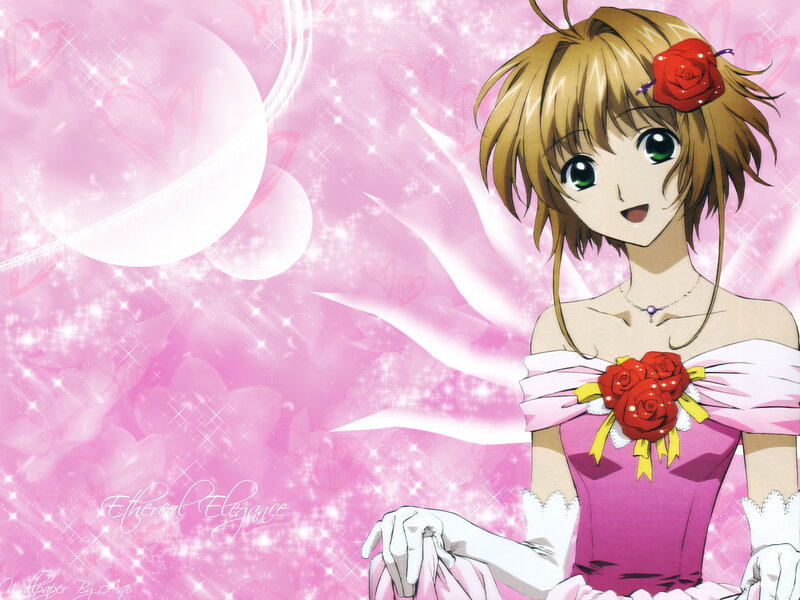 Anime girl with red roses