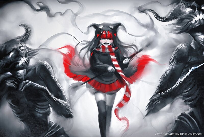Anime girl with red scarf