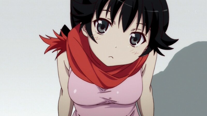 anime girl with red scarf