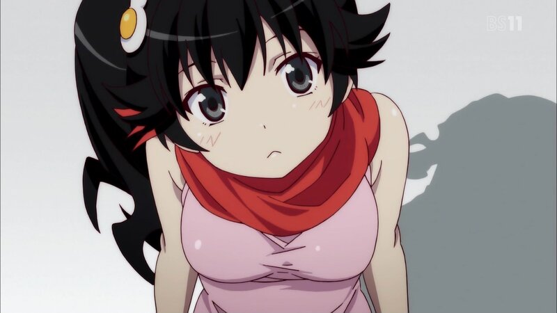 anime girl with red scarf