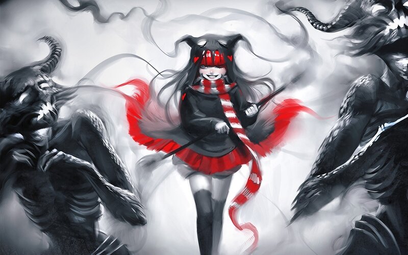 Anime girl with red scarf