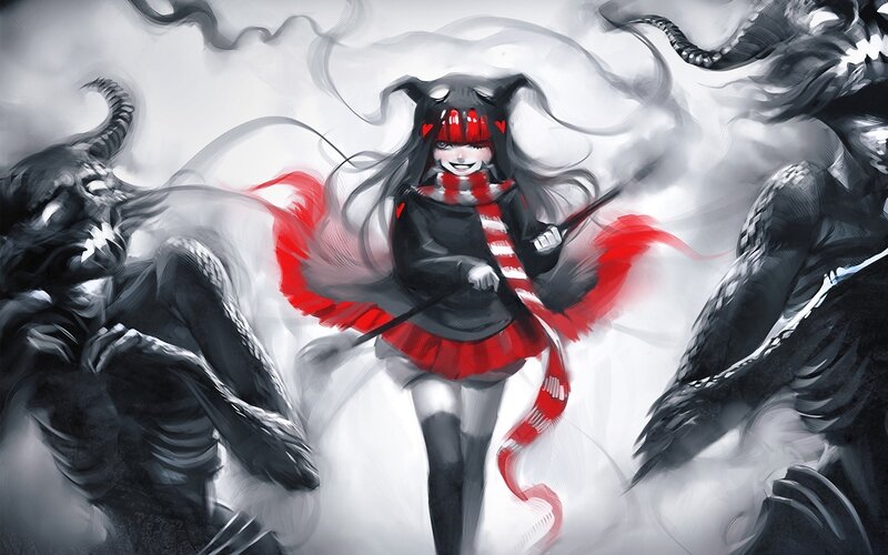 Anime girl with red scarf