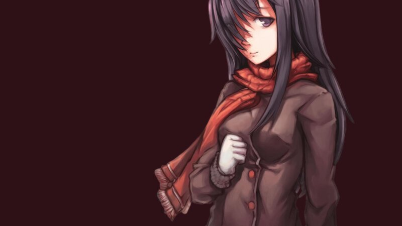 anime girl with red scarf