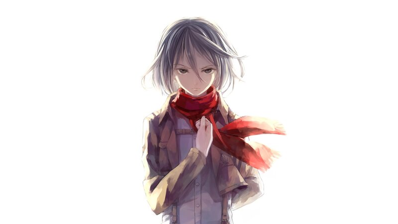 anime girl with red scarf