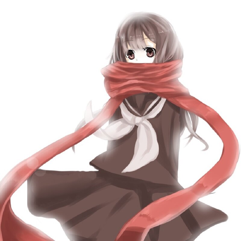 anime girl with red scarf