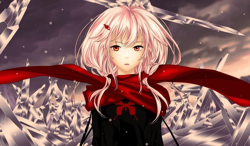 anime girl with red scarf