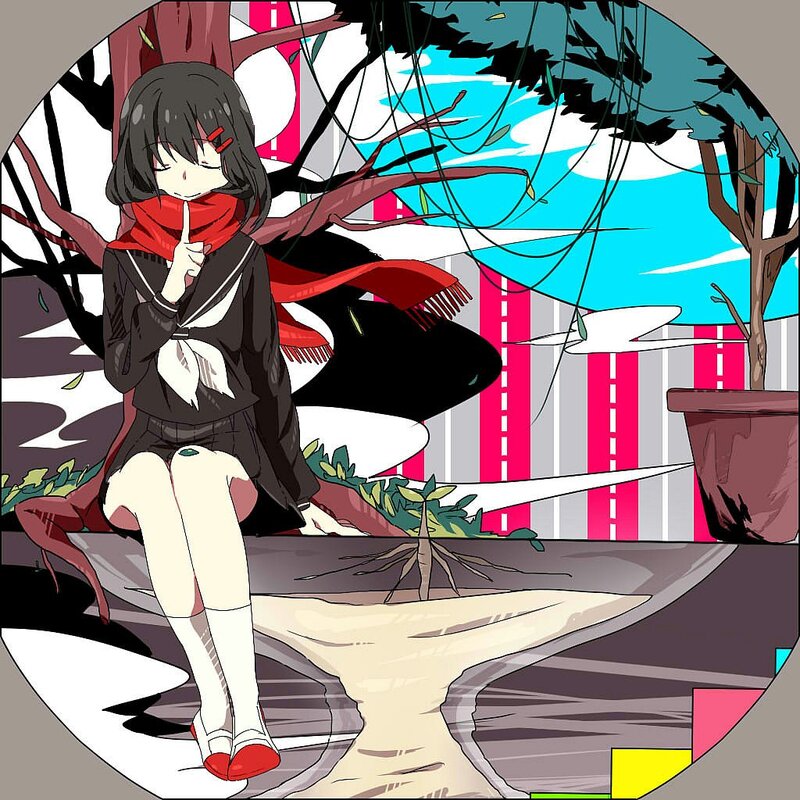 anime girl with red scarf