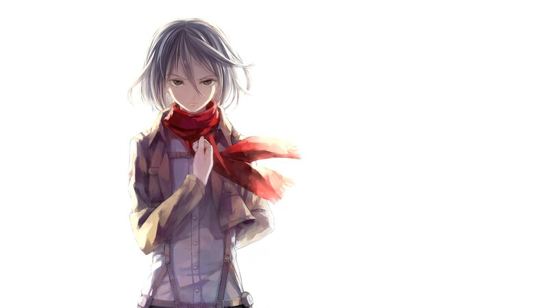 anime girl with red scarf