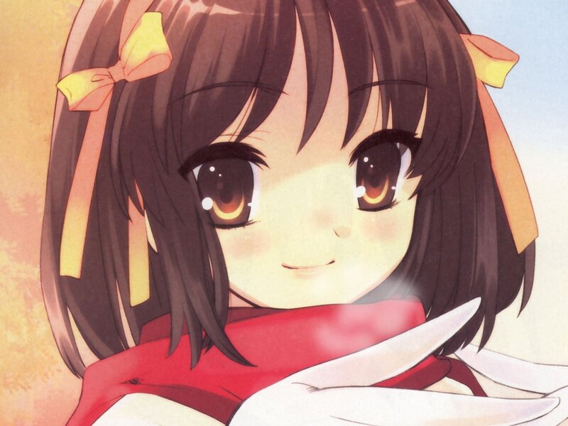 anime girl with red scarf
