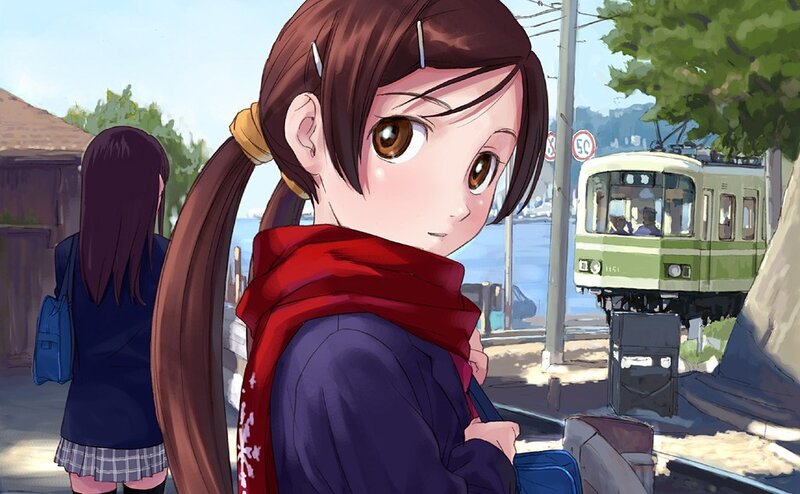 Anime Girl with Red Scarf — Calm