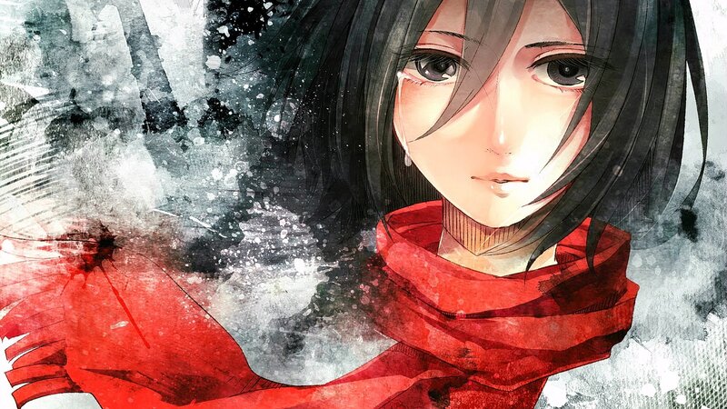 Anime Girl with Red Scarf — Dramatic, Manga