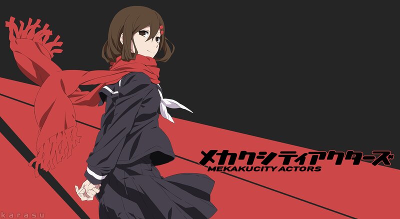 Anime Girl with Red Scarf — Dramatic, School Uniform