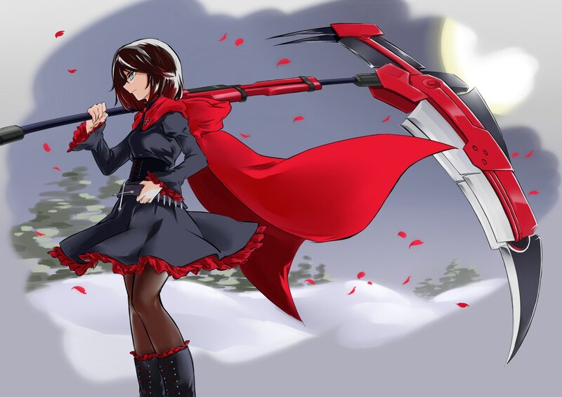 Anime girl with red scythe