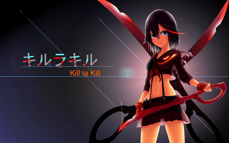 Anime Girl with Red Scythe — Black
