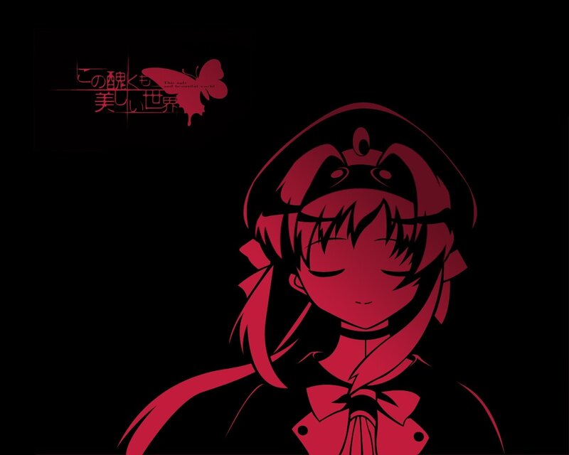 anime girl with red silhouette