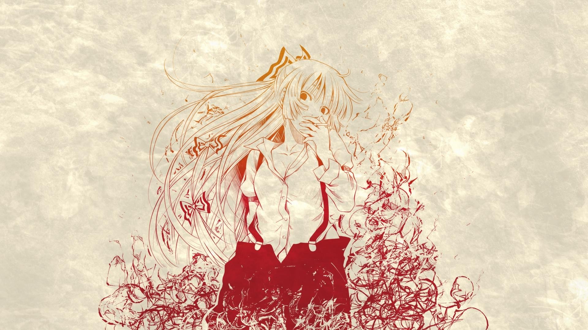 anime girl with red splatters